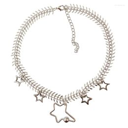 Chaînes Femme Niche Fishbone Clavicule Chaîne Étoile à Cinq Branches Collier Punk Choker 40GB