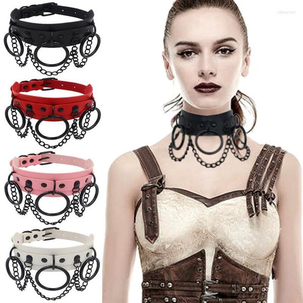 Chaînes Festival Filles GothicBlack Cuir Collier Femme Collier Pour Femmes Goth Punk Chaîne Harajuku Collier Sexy Vegan Chocker Bijoux