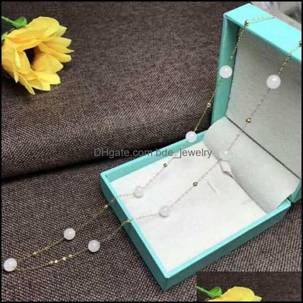 Chaînes Fidelity Naturel 6mm Blanc Hetian Jade Pendentifs 18K Or Jaune Classique Frais Fine Bijoux Pour Femmes Fête Chaînes De Pierres Précieuses Dr Dhvcw