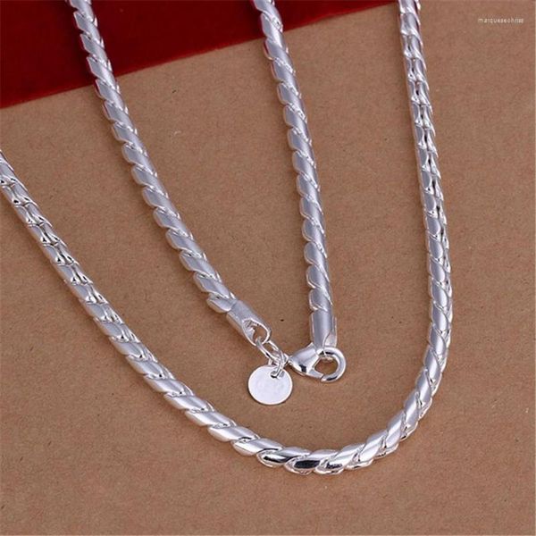 Chaînes fines 4MM chaîne de corde torsadée 925 collier en argent Sterling pour femme hommes cadeaux de vacances fête bijoux de mariage