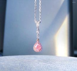 Cadenas Joyería fina Sólido 18K Oro Naturaleza 0.284ct o 0.257ct Diamantes rosados Colgantes Collares para mujeres