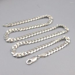 Ketens fijne pure S925 Sterling Silver Chain Women Men 5mm Curb Link ketting