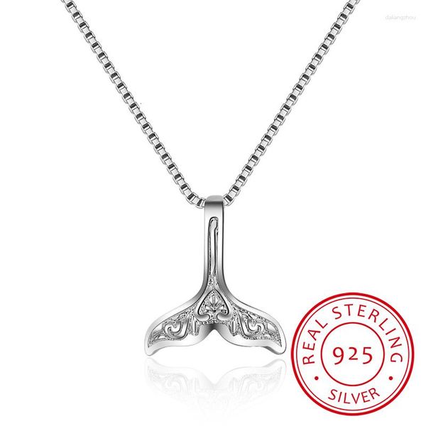 Chaînes bijoux de mariage fins 925 en argent Sterling queue de baleine poisson charme nautique collier sirène pour femmes colliers ras du cou