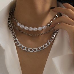 Kettingen Eerste letter 2023 Trend Retro Pearl Set Triple Layer Necklace Fashion Women Sieraden Karakterketen Licht