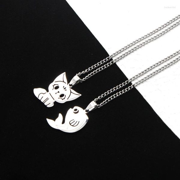 Chaînes collier de poisson femmes dessin animé Anime colliers femme mode Hip Hop Cosplay pull Couples chaîne couleur argent accessoires