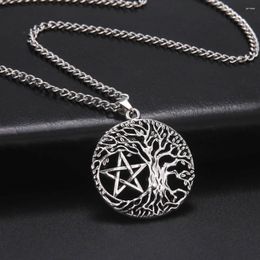 Cadenas Collar de árbol de vida Fishhook Yggdrasil Pentáculo de amuleto Supernatural Regalo para hombres Mujer colgante wicca joyas vikingo