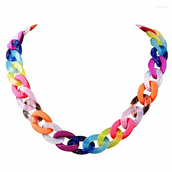 Chaînes FishSheep Boho Acrylique Chaîne Ras Du Cou Colliers Pour Femmes Bohème En Plastique Multi Couleur Collier Collier Bijoux Y2k Accessoires