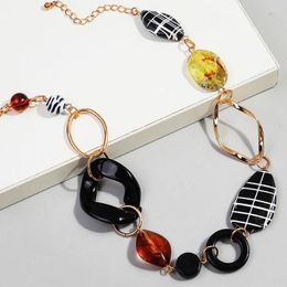 Chaînes Fishmouton Vintage géométrique grande chaîne acrylique collier pour femmes résine perlée lien colliers collier bijoux de fête