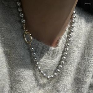 Chaînes Flashbuy Design Blanc Gris Perles Chaîne Colliers Pour Femmes 2024 Automne Hiver Déclaration Haute Qualité Mode Bijoux Cadeau