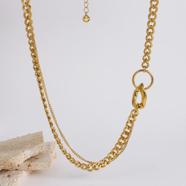 Chaînes Flashbuy à la mode grosse chaîne cubaine épaisse collier pour femmes couleur or Simple en acier inoxydable bijoux en gros