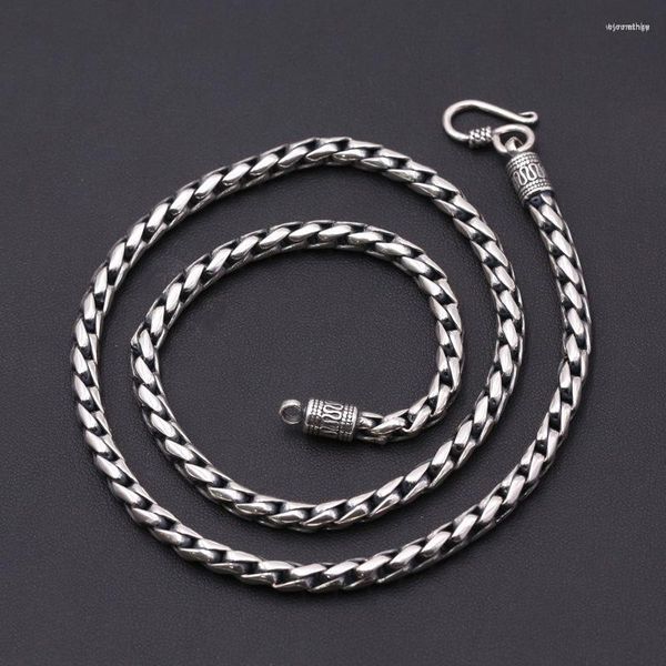 Chaînes FNJ Quille Chaîne Colliers 925 Argent 5mm 45cm À 60cm Original S925 Thai Femmes Hommes Collier