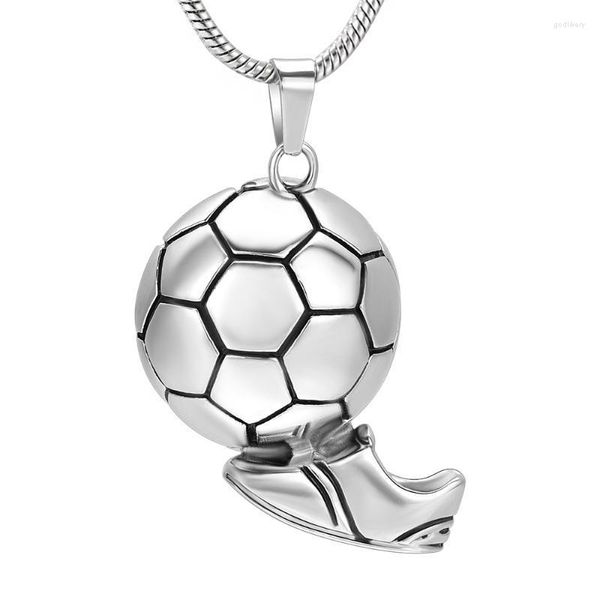 Cadenas Amante del fútbol Cremación Joyería conmemorativa Acero inoxidable Cenizas Urna Medallón Recuerdo Colgante Collar Para Mujeres Hombres Cadenas Godl22