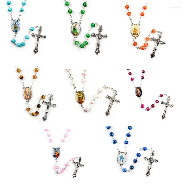Chaînes pour collier pendentif créatif croix en métal chapelet Vintage cou de Jésus