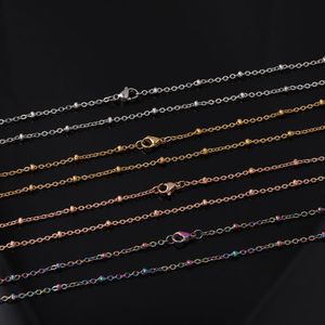 Chaînes pour fabrication de bijoux, composants pour femmes et hommes, bricolage, perle en acier inoxydable, plaqué or, chaîne en argent, vente en gros, 75 80cm
