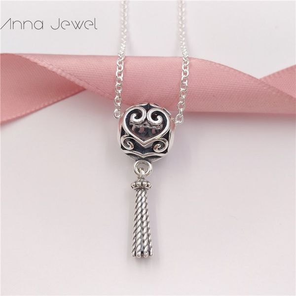 Cadenas para kit de fabricación de joyas HEART TASSEL pandora 925 pulsera de plata de la amistad mujeres hombres cadena suministros/cuentas brazalete collar colgante regalo de cumpleaños 797037