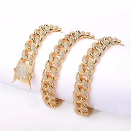 chaînes pour hommes glacé avec pendentif collier tendance hiphop chaîne cubaine collier zicron plein de diamants bijoux pour hommes accessoires tendance Hip Hop
