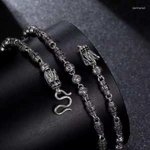 Chaînes FoYuan Argent Couleur Hommes Agressif Om Mani Padme Hum Tendance Double Chaîne Bijoux