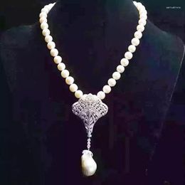 Chaînes Perle D'eau Douce 9-10mm Près Rond Et Blanc Baroque Reborn Keshi Collier 19 pouces En Gros Perle Discount Cadeau