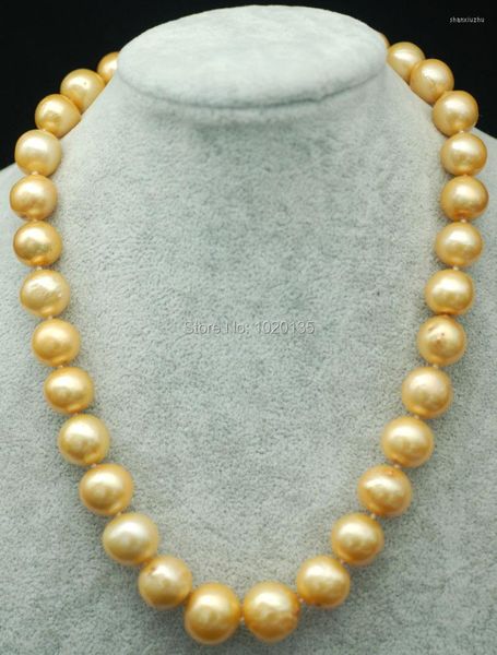 Chaînes Perle D'eau Douce Près De Rond Jaune 12-15mm Reborn Keshi Collier 17 pouces Gros Perles Nature FPPJ