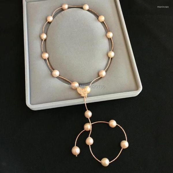 Chaînes Perle D'eau Douce Rebron Keshi Rose Baroque Collier Rond 45 pouces Nature FPPJ WholesaleChains