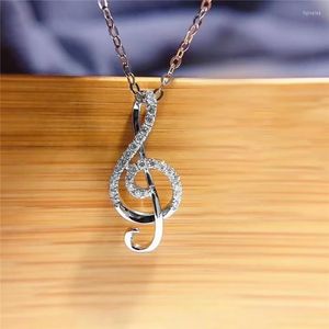 Ketens ijzige klassieke mode micro -inlay muziek symbool ketting dames sleutelbeen ketting creëren feest hoog luxe sieradencadeau