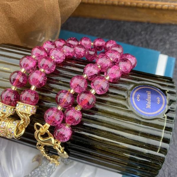 Chaînes Collier de perles de chaîne de verre universel magnétique Fuchsia