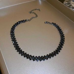 Chains Fyuan Fashion Black Rhinestone Choker Colliers pour femmes Colliers de cristal géométrique BIJOURS CODEAUX D240509