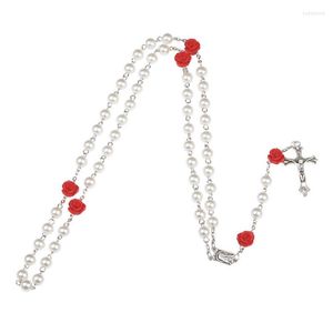 Chaînes G6DF perle chapelet collier de perles catholique avec terre sainte médaille croix pendentif chrétien religieux cadeau bijoux