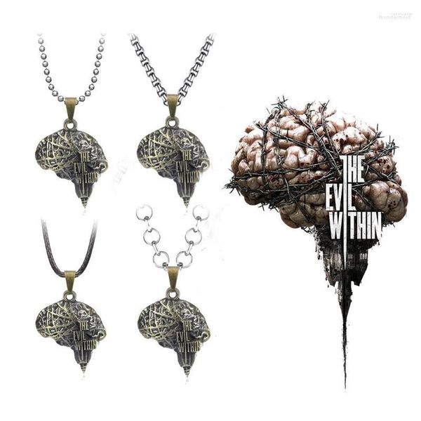 Chaînes Jeu Le Mal Dans Le Cou Chaîne Cerveau Motif Collier Pour Femmes Pendentifs Hommes Accessoires En Métal Gothique Bijoux Cadeau Souvenir