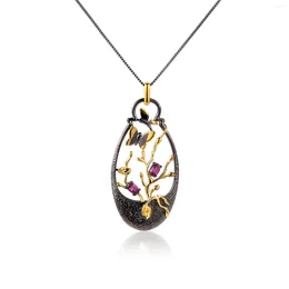 Chains Garden Natural Rhodolite Garnet Dernier bijoux 925 Pendre Collier en argent sterling