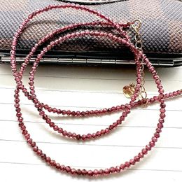 Chaînes Grenat Perles Collier De Pierre Pour Femme Faisant Des Bijoux Mignons 2MM Ronde Petite Perle À Facettes Vintage Femmes Fille Cou Cadeaux 45mm 5pc