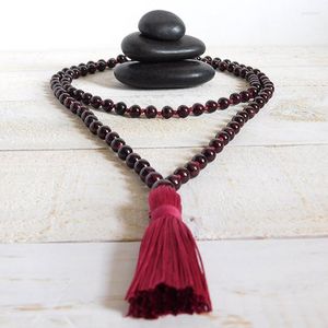 Ketens Garnet Hand Knoopte Tassel ketting Vrouwen 108 Bead Gebed Mala sieraden Gift voor haar yoga met Tasselchains Godl22