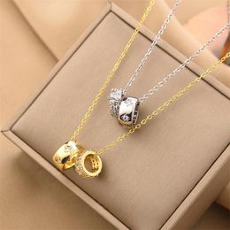 Chaînes GD Luxueux Collier de losange en cristal de mode avec pendentif en acier inoxydable non terni bijoux de couleur or pour les femmes