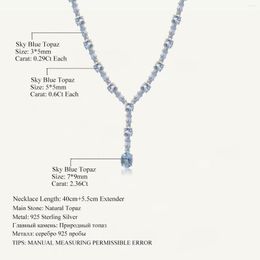 Chains Gem's Ballet Luxury 30.36ct Natural Sky Blue Topaz ketting 925 Sterling Silver Gemstone Wedding For Women Fine Jewelry