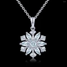 Kettingen Gem's Ballet White Gold Ploated 925 Sterling Silver Women's Snowflake Ketting Natural Blue Aquamarine edelsteen hanger