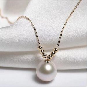 Chaînes Véritable 10-11MM Blanc Perle D'eau Douce Nelace Bijoux Chaînes En Or 18k