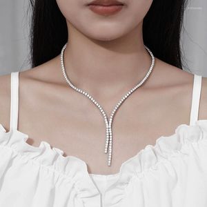 Chaînes Véritable 3mm D Couleur Moissanite Collier 925 Sterling Argent Mariage Chocker Pour Femmes Passe De Mariée Diamant Test Bijoux