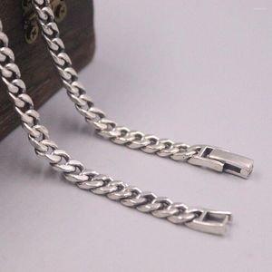 Cadenas de plata de ley 925 auténtica, cadena de eslabones curvos de 6 mm, collar unisex de 18 pulgadas