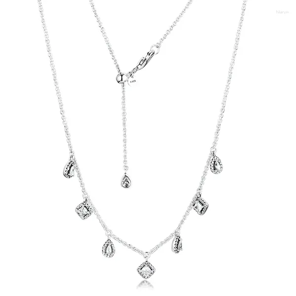Chaînes Véritable 925 chaîne en argent Sterling Collares colliers pendants formes géométriques collier pour femmes filles fête bijoux originaux