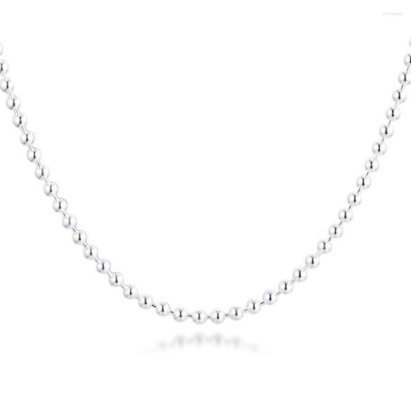 Chaînes Véritable 925 Sterling Argent Poli Boule Chaîne Collier Femmes Original Bijoux DIY Cadeau Collier En Gros