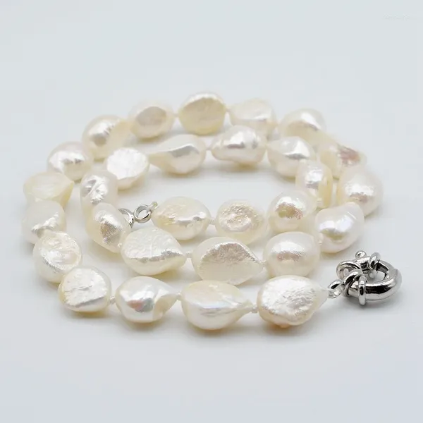 Chaînes Véritable collier baroque forme irrégulière perle blanche naturelle diamètre 10-11mm classique style simple femme