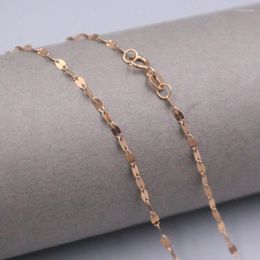 Chaînes Véritable véritable 18K Or Rose 1.8mm Collier de chaîne à maillons en forme de lèvre pour femme 16 pouces Timbre Au750Chains