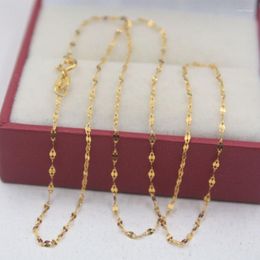 Chaînes véritable or jaune 18 carats 1,6 mm en forme de lèvre lien chaîne collier pour femme 16 pouces timbre Au750Chains