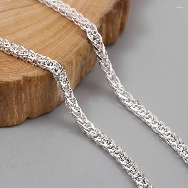 Chaînes Véritable chaîne en argent pur S999 pour femmes 3.5mm/4.3mm couple de blé carré adapté à n'importe quel pendentif collier en argent pour hommes 20-28 pouces