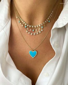 Ketens geometrische ronde stippen witte cz blauw turquoises mode sieraden 2023 charme drop dames choker ketting