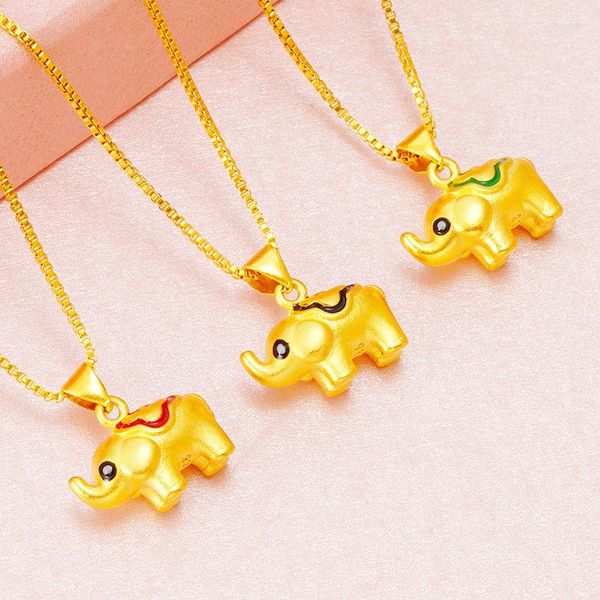 Cadenas Doradas Pequeño Elefante Colgante Collar 3D Lindo Para Mujeres Joyería De Moda