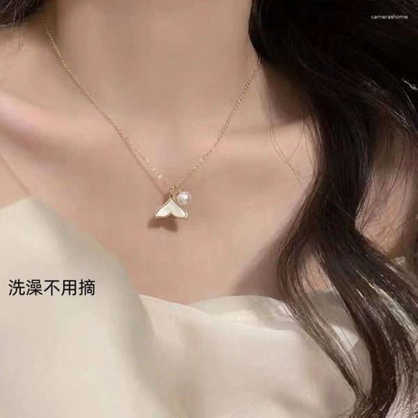 Chaînes GIOIO Shell Fishtail Collier pour femmes Light Luxury 2024 Niche Clavicule Chaîne Pull Automne et hiver Non-décoloration AC