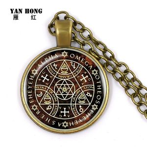 Chaînes Collier en verre Sigil Magic Wicca Pendentif Accessoires pour femmes Bijoux à col rond