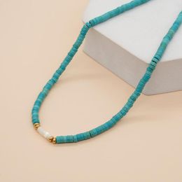 Chaînes Go2boho minimaliste Turquoise amitié plaqué or colliers pour femmes Boho été plage mode bijoux accessoires