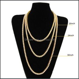 Ketens gouden ketting hiphop rij gesimuleerde diamanten sieraden ketting 18-20-20-20 inch herentoon ijskettingen drop levering carshop2006 dhx4w